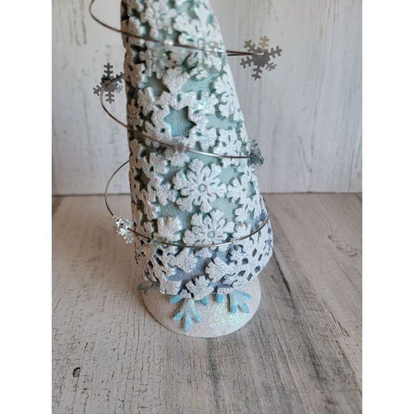 Blue white snowflake Bobble tree Xmas glitter figure Christmas - Picture 10 of 12
